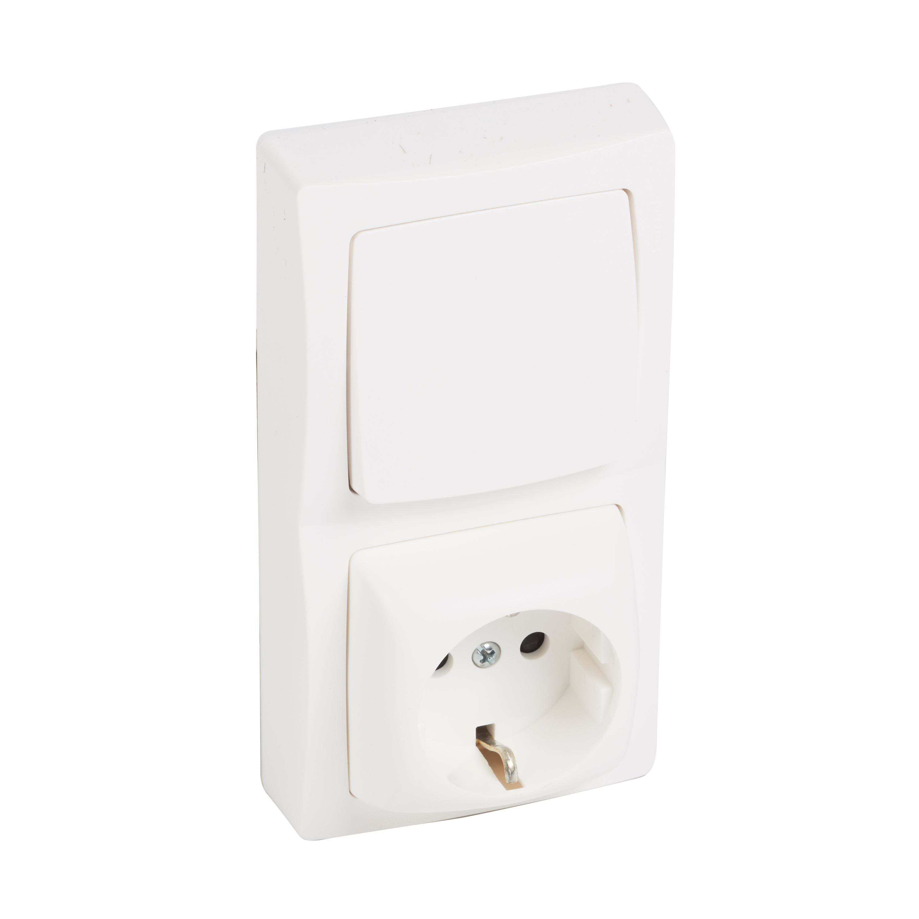 LEGRAND - Conmutador 10 AX + Base 2P+T 16A - 250 V~ - Oteo - monobloc - Blanco