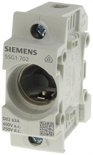 SIEMENS - Base portafusibles NEOZED, D02, 1 polo, 63A, Un AC: 400V, Un DC: 250V
