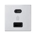 SIMON - Cargador USB tipo "A+C" 3,1A con Quickcharge 2 elementos K45 aluminio