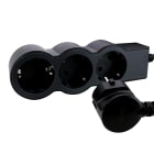 LEGRAND - Base múltiple estándar con 3 tomas 2P+T. Cable 3m. Sección 1,5mm². Color negro y gris oscuro