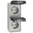 SOLERA - BASE FIJA ESTANCA DOBLE VERTICAL 2P+T, 16A 250V~.