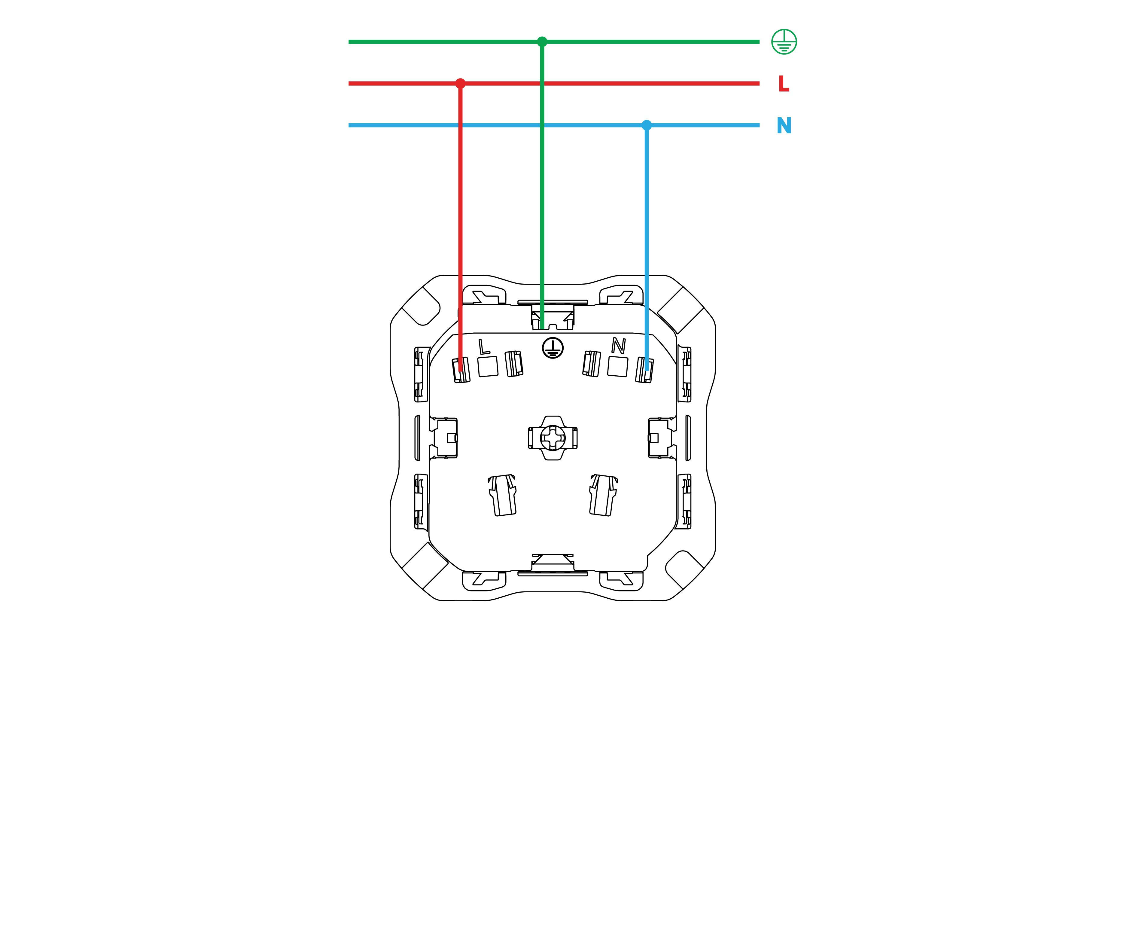 SIMON - Kit Base de enchufe Schuko 16A 250V~ embornornamiento a tornillo IP44 blanco brillo Simon 270