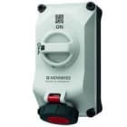 MENNEKES - Base enchufe mural DUO 16A 4P 6H 400V IP67 X-CONTACT, rojo, conductor N, con interruptor y enclavamiento, precableados