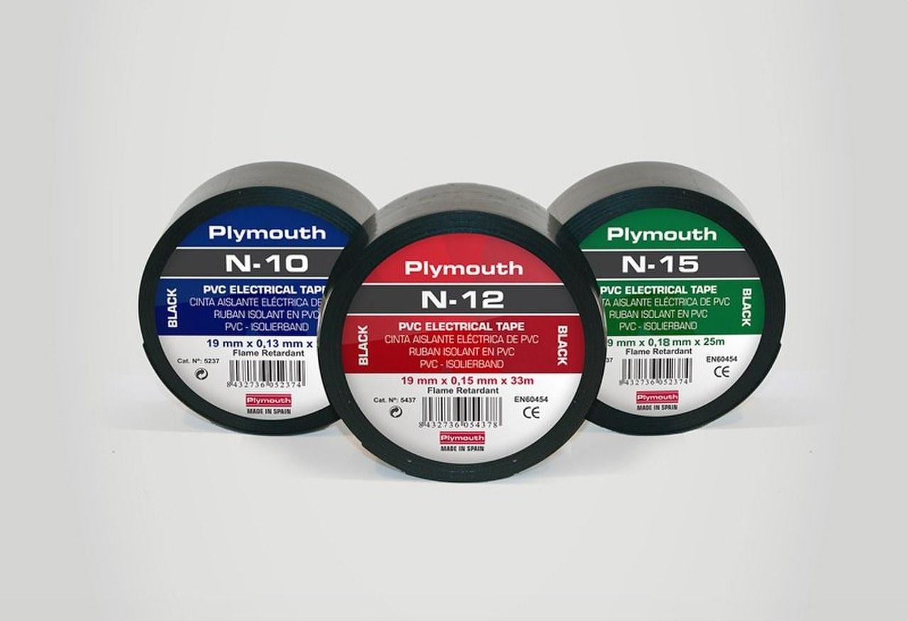 PLYMOUTH - Cinta adhesiva de PVC NÚÑEZ-15 33x19x0,18 negro para aplicaciones eléctricas