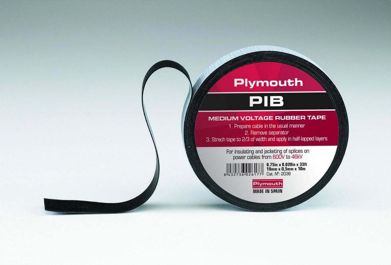 PLYMOUTH - Cinta autosoldable media tensión/alto voltaje PIB 10x25x0,76 negro