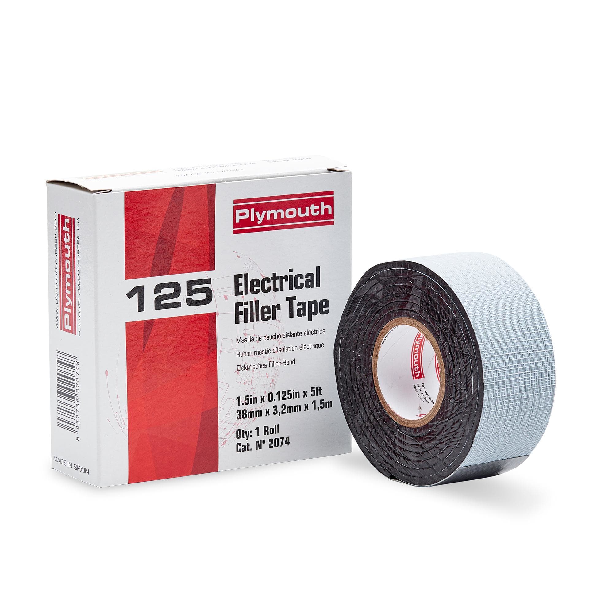 PLYMOUTH - Masilla aislante de caucho autosoldable bajo voltaje RELLENO hasta 5kV 1,5m x 38mm x 3,2mm Negro C Est