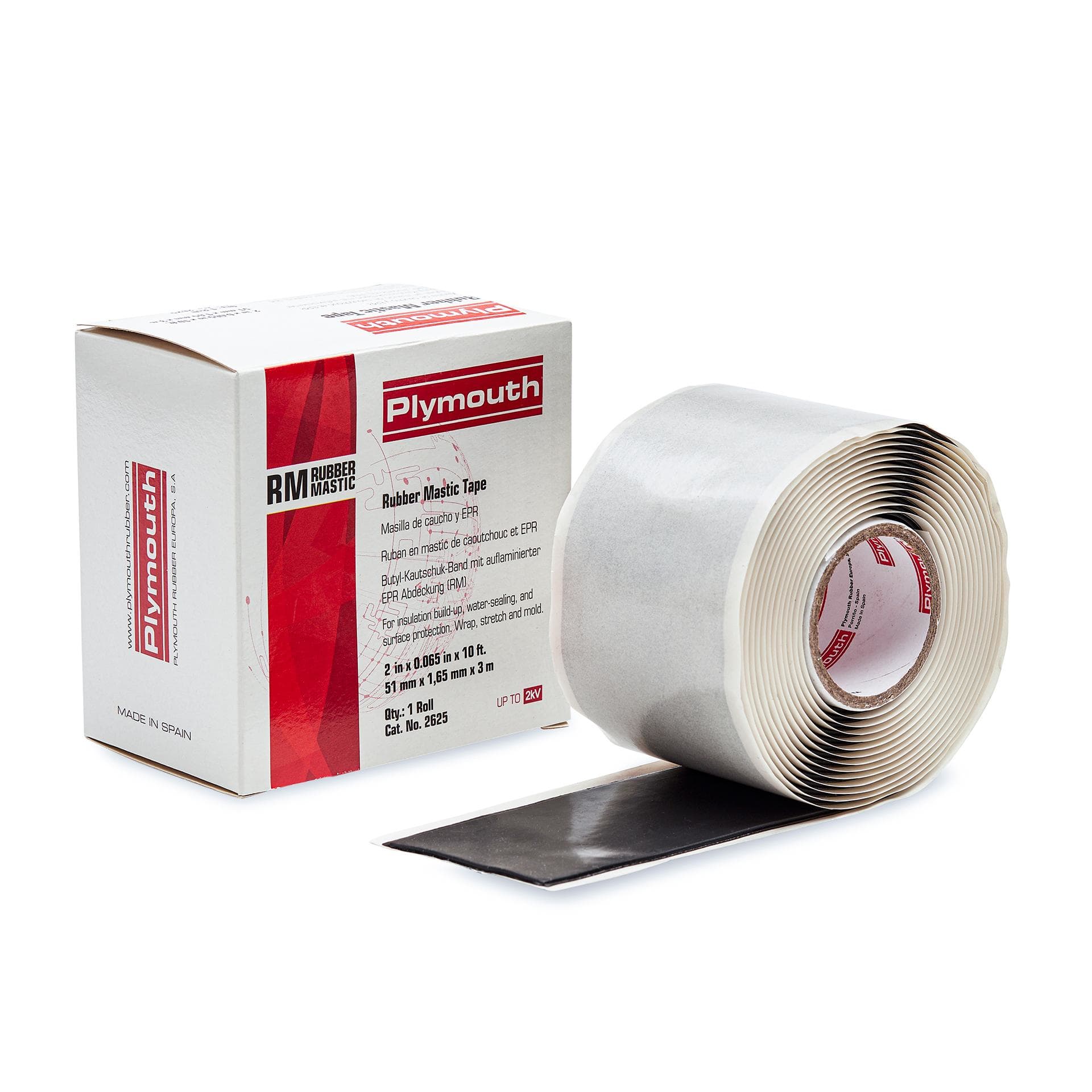 PLYMOUTH - Compuesto aislante masilla-caucho EPR SELLADO y aislamiento empalmes 3m x 51mm x 1,65mm Negro Est