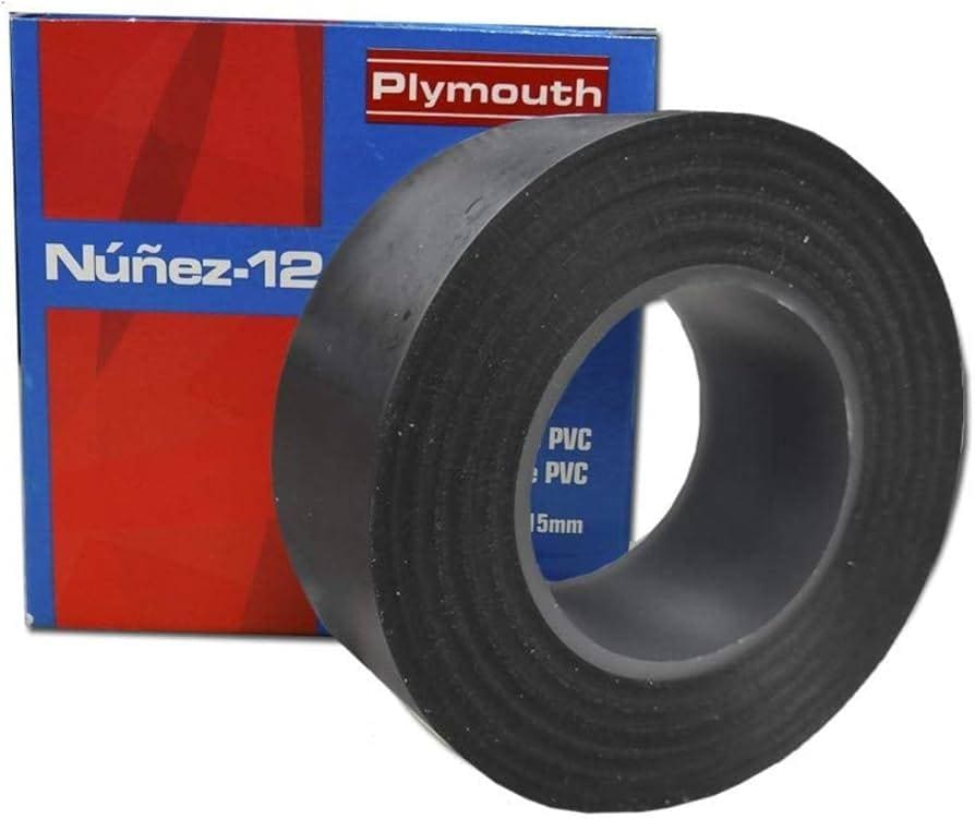 PLYMOUTH - Cinta aislante eléctrica profesional PVC ALTA ADHESION 20m x 19mm x 0,15mm Negro Est