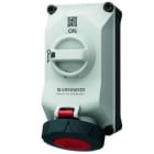 MENNEKES - Base enchufe mural DUO R 32A 4P 3h 440V IP67 X-CONTACT con interruptor y enclavamiento, negro