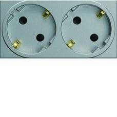 HAGER - TOMA SCHUKO DOBLE PARA CANAL ALUMINIO