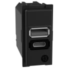 BTICINO - Base cargador doble USB Living Now - Tipo A+C - 1 módulo