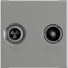 BTICINO - Base de televisión Classia - TV/R-SAT - final - Aluminio - 2 módulos