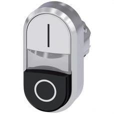 SIEMENS - PULSADOR DOBLE, 22MM, REDONDO, METAL, BRILLANTE, BLANCO: I, NEGRO: O, BOTONES, RASANTE Y SALIENTE