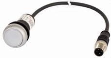 EATON - PULSADOR LUMINOSO RASANTE COMPACTO; 22 MM; RETORNO; BLANCO; 24 V AC/DC; 1 NO; CON CABLE 0.2 M Y CON