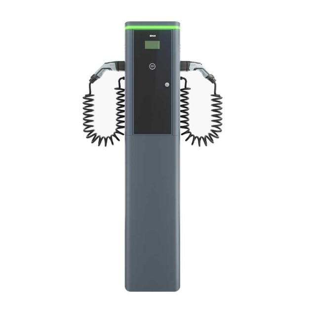 SIMON - Punto de recarga columna Simon NEON 2xcable espiral 4m T2 22kW máximo 44kW trifásico + Módem 4G