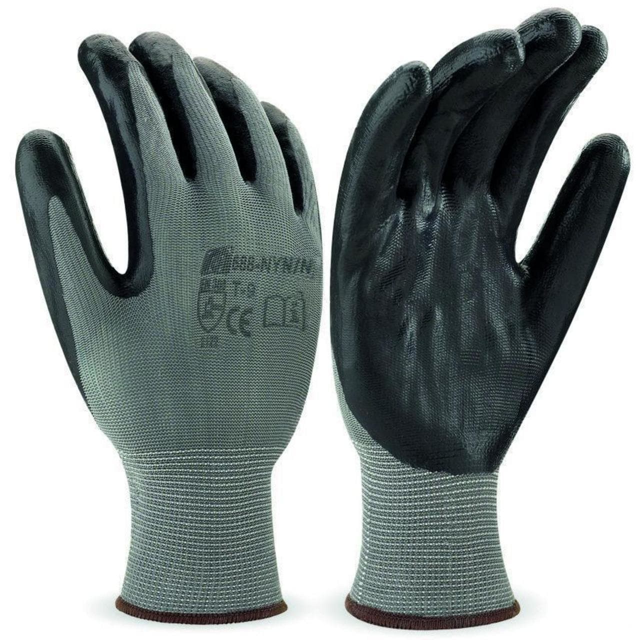 PROIMAN - GUANTE NYLON RECUBIERTO DE NITRILO NEGRO-GRIS T.9
