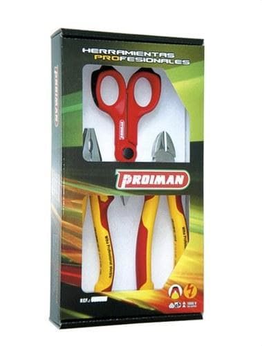 PROIMAN - KIT DE 3 HERRAMIENTAS ALICATE+CORTANTE 1.000V+TIJE