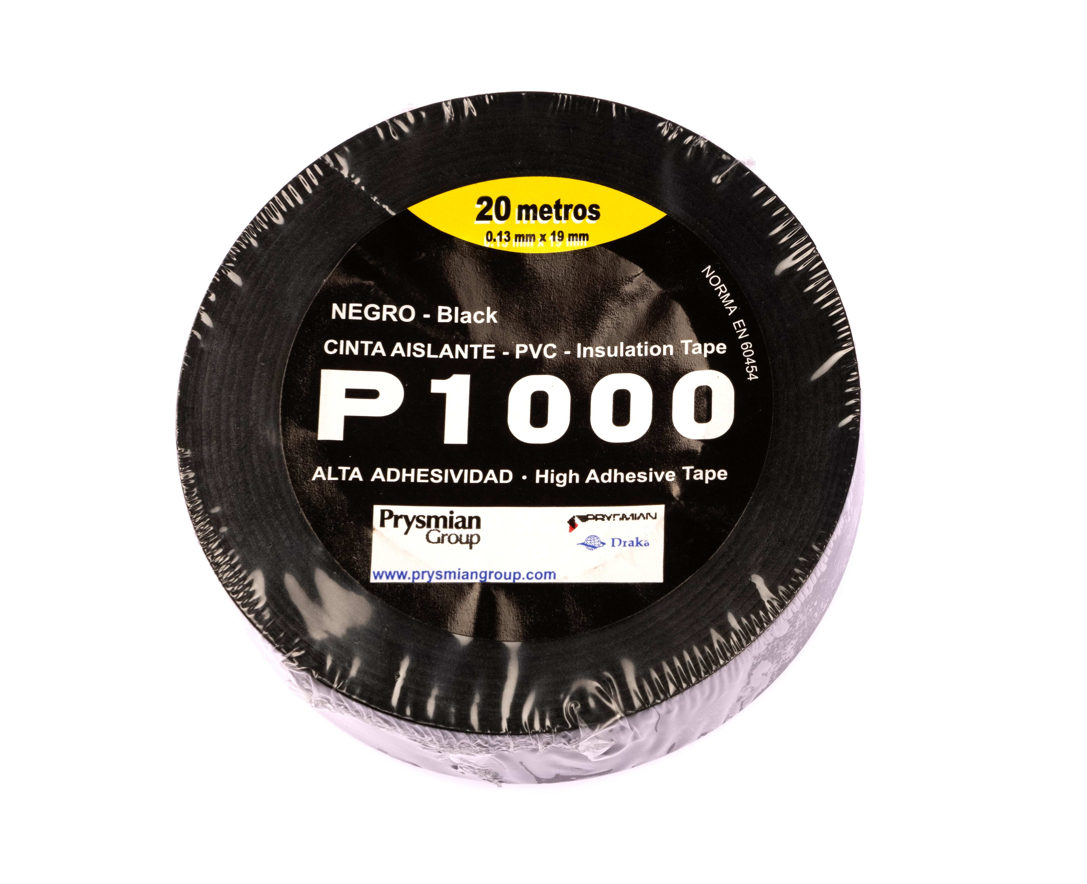 PRYSMIAN - Cinta Aislante PVC P1000 (NEGRO) 20 m x 19 mm x 0,13 mm