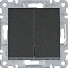 HAGER - PULSADOR DOBLE LUMINA NEGRO