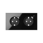 SIMON - KIT FRONT PARA 2 ELEMENTOS CON 2 BASES SCHUKO CON CARGADOR USB C NEGRO BRILLO SIMON 100