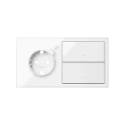 SIMON - KIT FRONT PARA 2 ELEMENTOS CON 1 BASE SCHUKO CON CARGADOR USB C + 2 TECLAS IZQUIERDA BLANCO BRILLANT