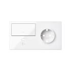 SIMON - Kit front para 2 elementos base enchufe schuko + tecla + cargador USB C izquierda blanco brillante Simon 100