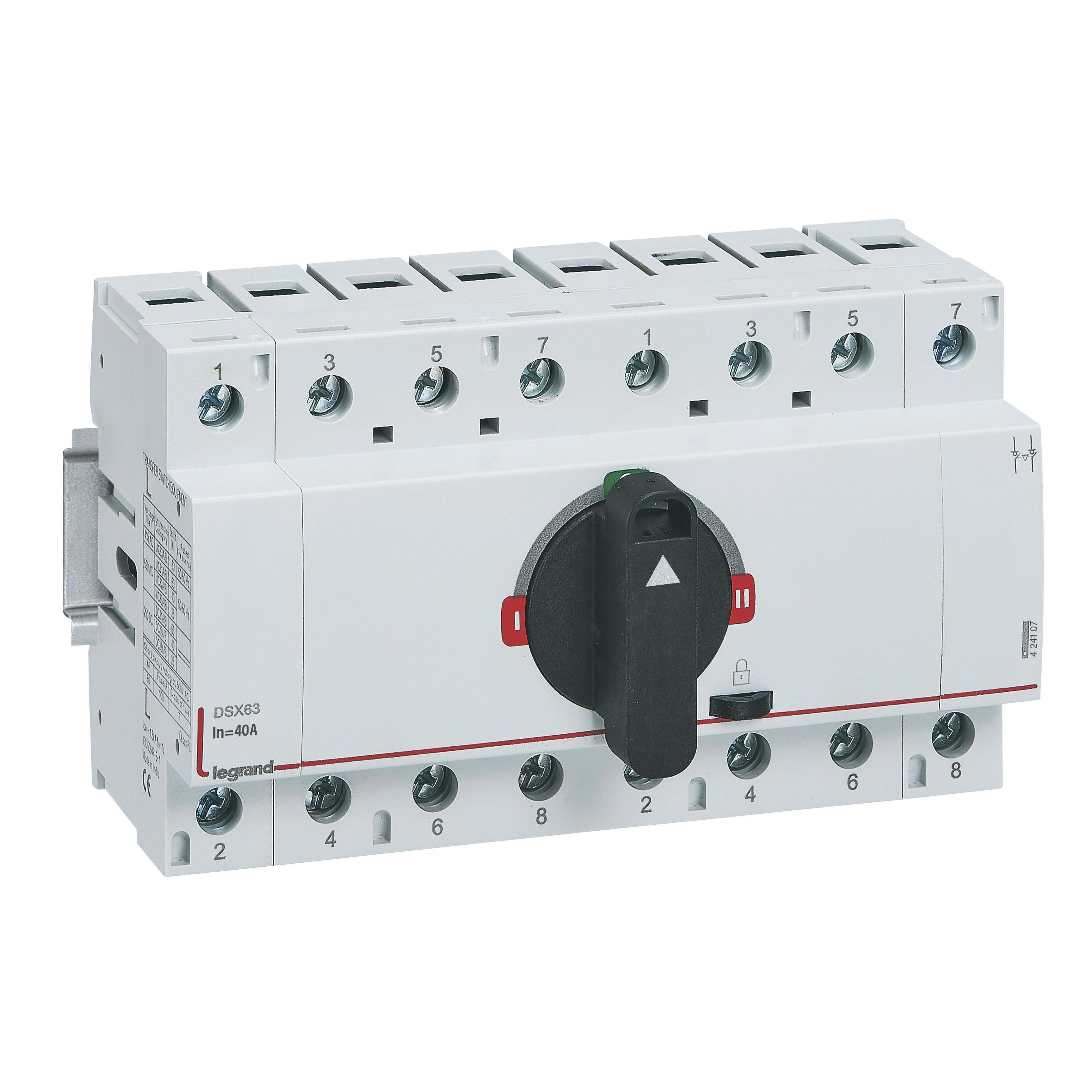 LEGRAND - Inversor de redes DSX TSE DIN - 40A - 4P - mando directo frontal - maneta negra