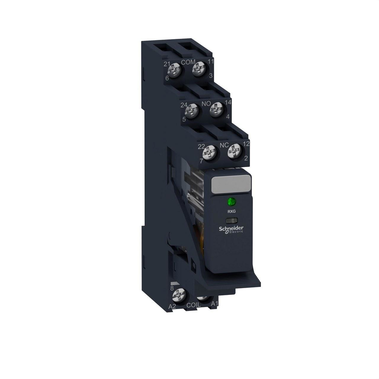 Schneider Electric - Relé rxg con led y zócalo, 2nanc 5a 24vdc con diodo