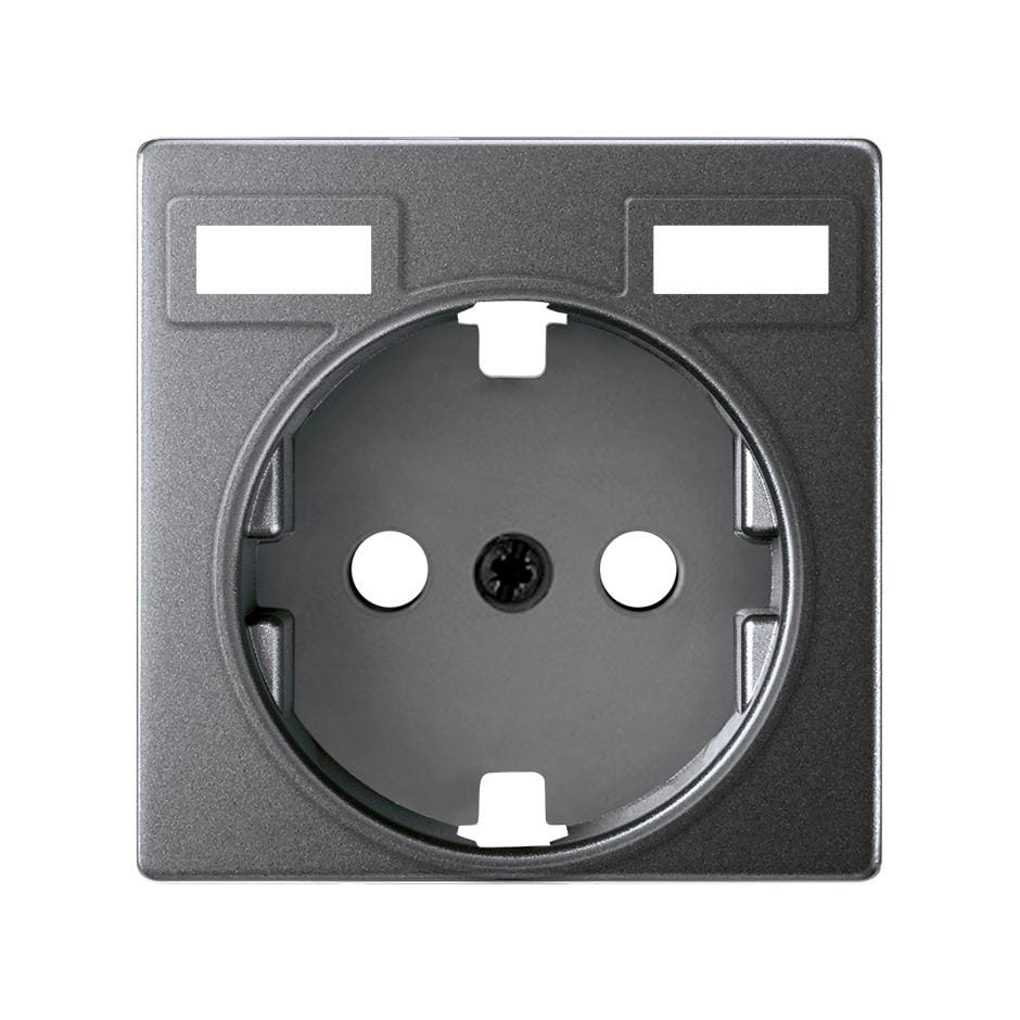 SIMON - Base de enchufe schuko con doble cargador USB integrado + tapa titanio