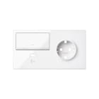 SIMON - Kit front para 2 elementos 1 base enchufe schuko + 1 interruptor regulable + cargador USB C izquierda blanco brillante Simon 100