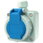 MENNEKES - Base enchufe mural schuko 16A 2P+T 230V IP68, piezas metálicas exteriores azules de acero inoxidable