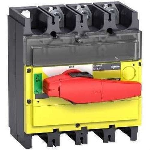 Schneider Electric - Interruptor INTERPACT INV630 3P con tapa amarilla empotrable roja