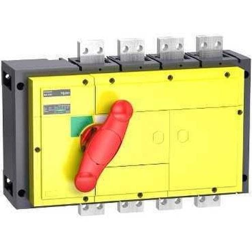 Schneider Electric - Interruptor INTERPACT INS1250A 4P tapa amarilla empotrable roja
