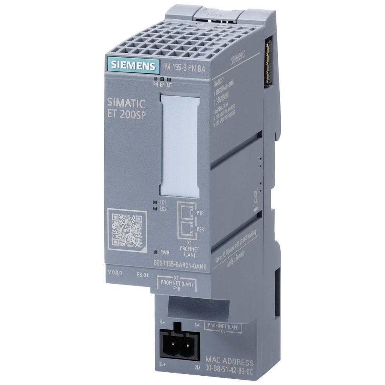 SIEMENS - SIMATIC ET 200SP, PROFINET INTERFACE MODULE IM 155-6 PN BASIC, MAX. 16 I/O MODULES, 2X INTEGRATED RJ