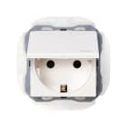 SIMON - Base de enchufe Schuko 16A 250V~ embornornamiento a tornillo IP44 blanco mate Simon 270