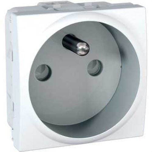 Schneider Electric - Base 2P+TT francés 16A serie ÚNICA blanco polar
