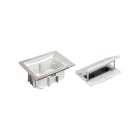 SIMON - KIT CAJA DE SUELO ESTANCA IP66 SUELO TÉCNICO 2 BASES SCHUKO Y TAPA CIEGA ESTRECHA + FAJA INOX