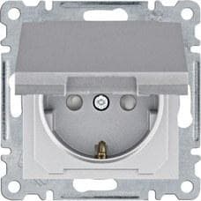 HAGER - TOMA SCHUKO CON TAPA IP44, LUMINA, PLATA