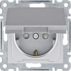 HAGER - TOMA SCHUKO CON TAPA IP44, LUMINA, PLATA