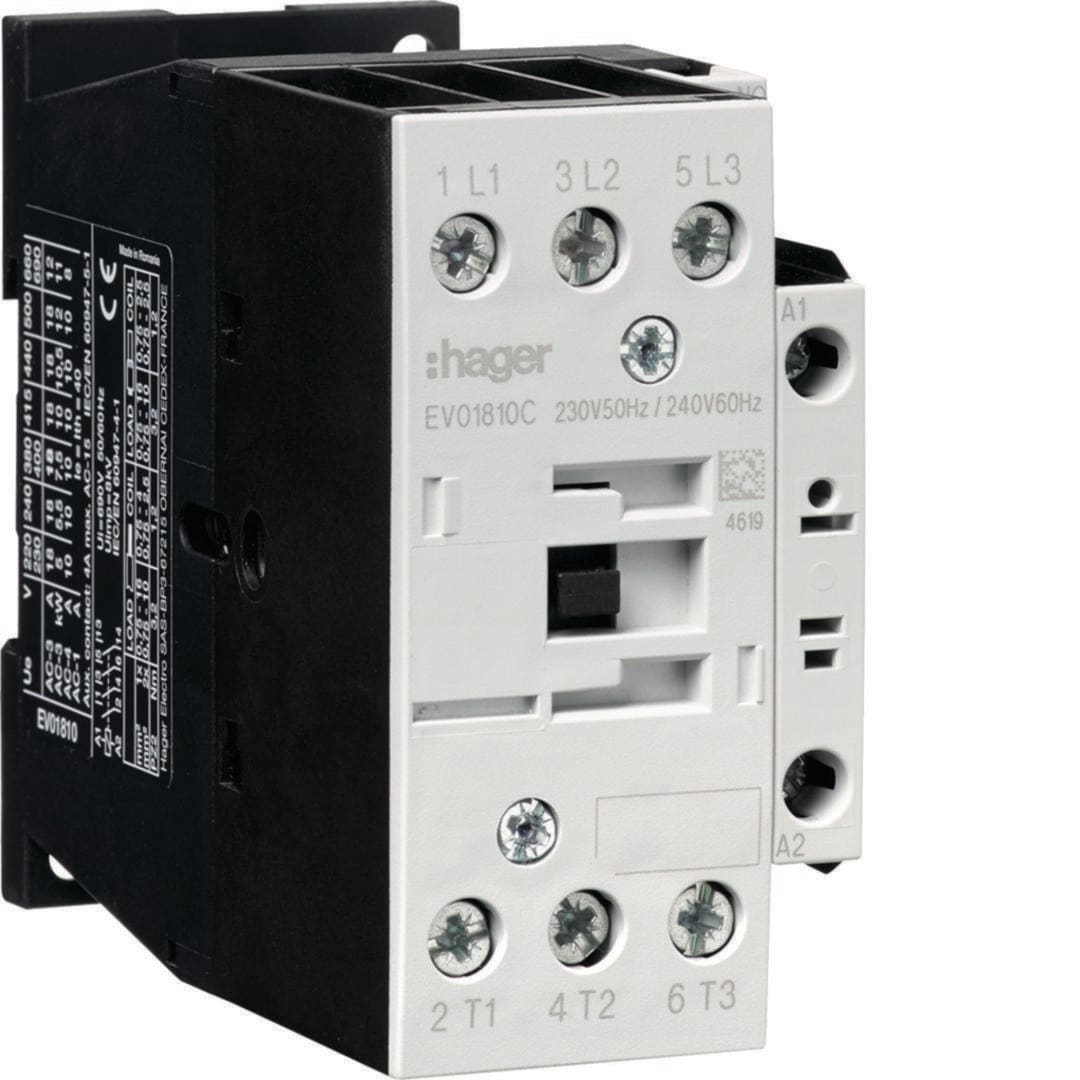 HAGER - CONTACTOR 3P+1NA 18A AC3 230VAC