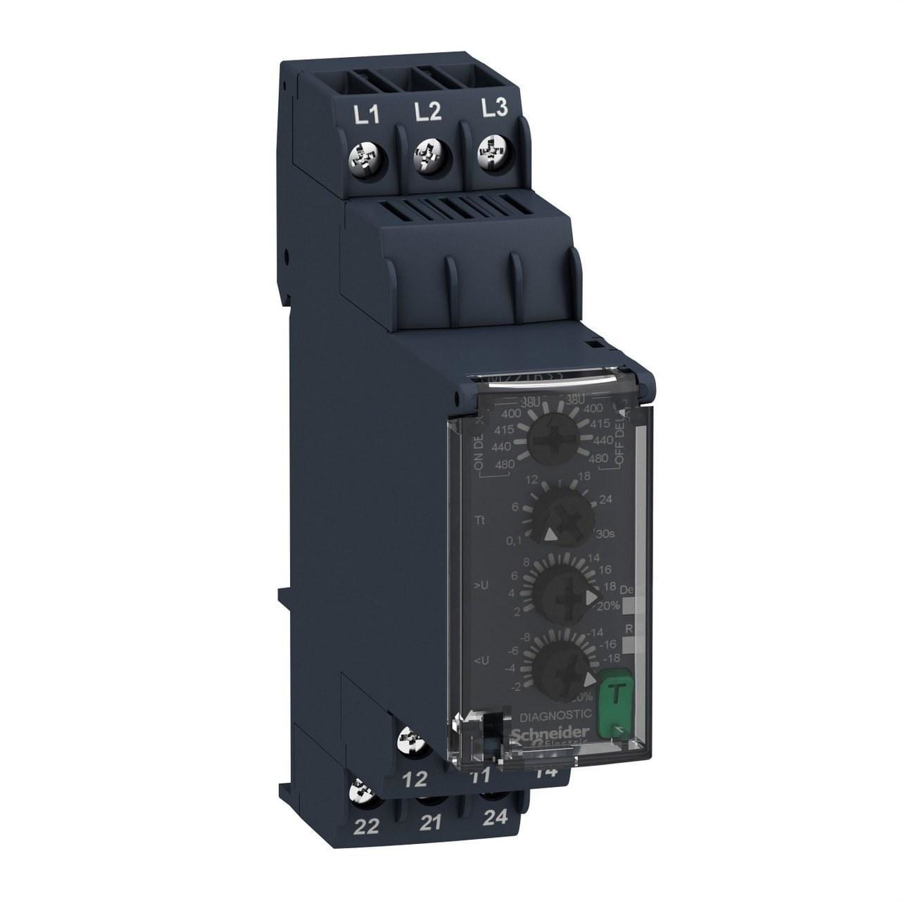 Schneider Electric - HARMONY Control - Relé de control de voltaje trifásico 380...480vac, 2 c/o