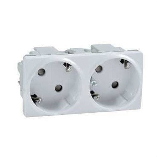 Schneider Electric - Base doble con TT lateral 10/16A 250V UNICA blanco polar