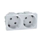 Schneider Electric - Base doble con TT lateral 10/16A 250V UNICA blanco polar