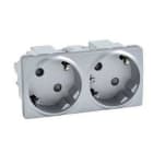 Schneider Electric - Base doble 2P + TT lateral 16A 250V UNICA SYSTEM aluminio