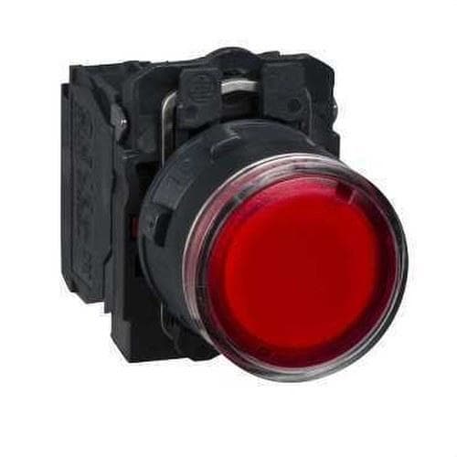 Schneider Electric - Pulsador luminoso rasante diámetro 22 24V rojo embellecedor plástico