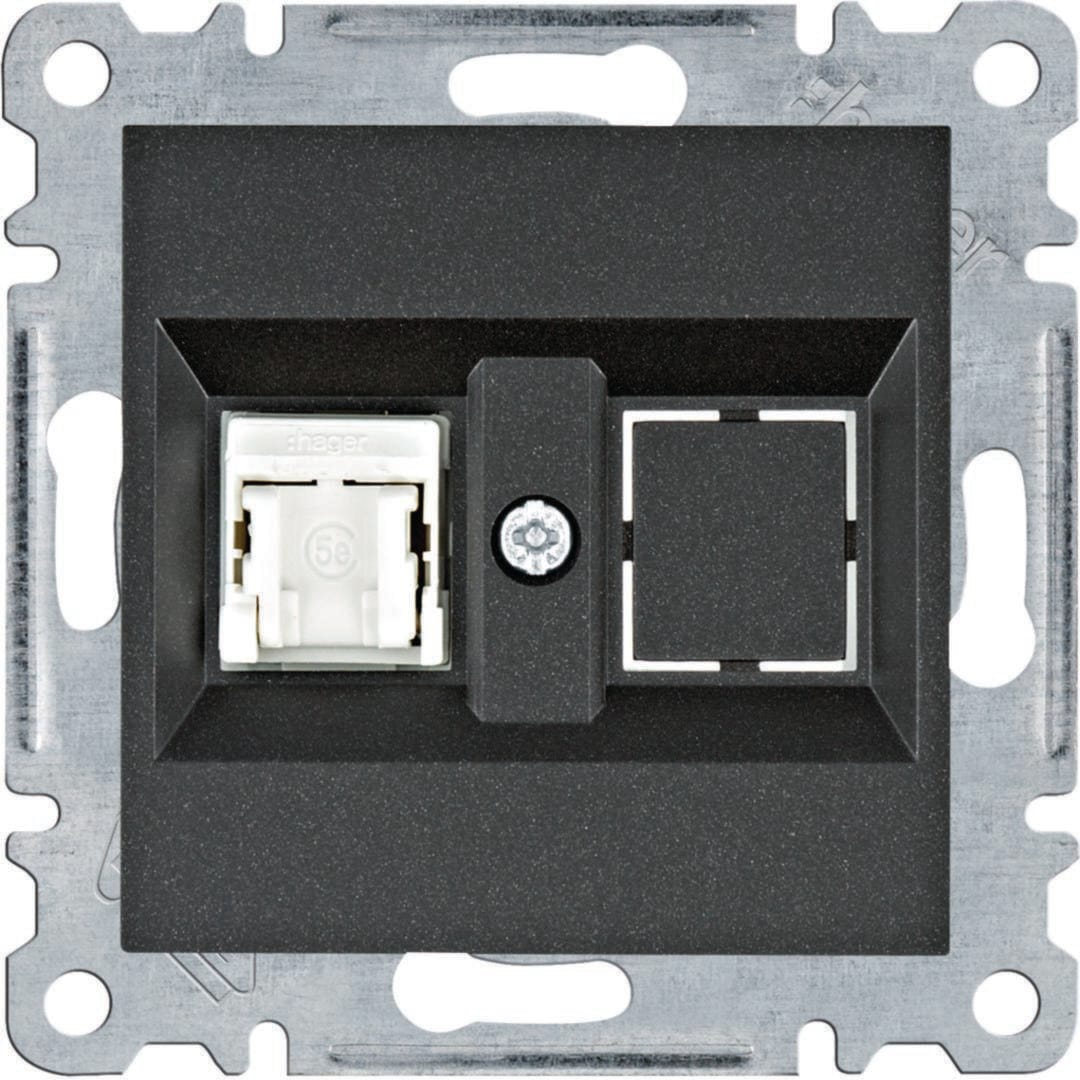 HAGER - TOMA RJ45, CAT.5E, UTP, LUMINA, NEGRO