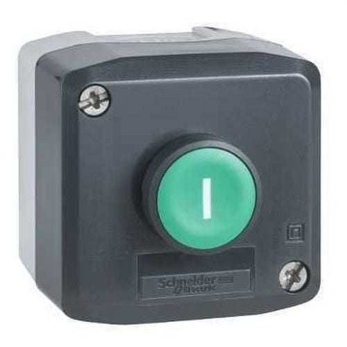 Schneider Electric - Caja 1 pulsador rasante verde "I"