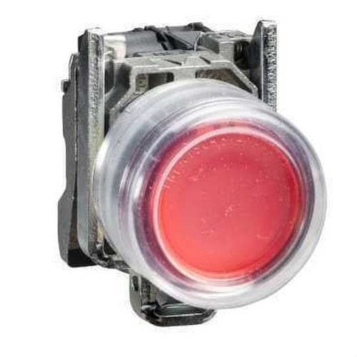 Schneider Electric - Pulsador rasante capuchón diámetro 22 1 NC rojo embellecedor metálico