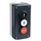 Schneider Electric - Caja 3 pulsadores blanco / rojo / negro flecha arriba / abajo