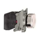 Schneider Electric - Pulsador luminoso rasante diámetro 22 230-240V blanco embellecedor metálico